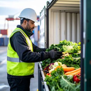 Spoiled vegetables found during customs inspection representing risk of unverified exporters.